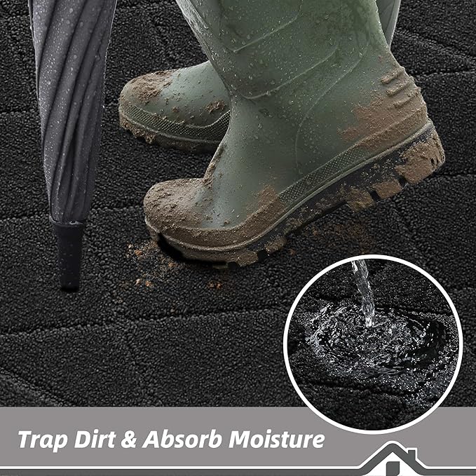 BEQHAUSE Dirt Trapper Door Mat 20" x 32", Doormat Non-Slip Entryway Rugs - Image 3
