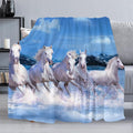 Prancing White Horses Throw Blanket by Dtccet