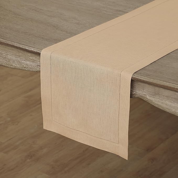Solino Home Linen Beige Table Runner 72 Inches Long - Image 3
