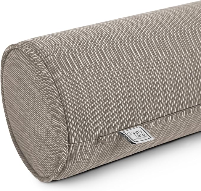 Sherry Kline Island Breeze Indoor/Outdoor Corded Neck Bolster Khaki 6"x 18" Set - Image 2