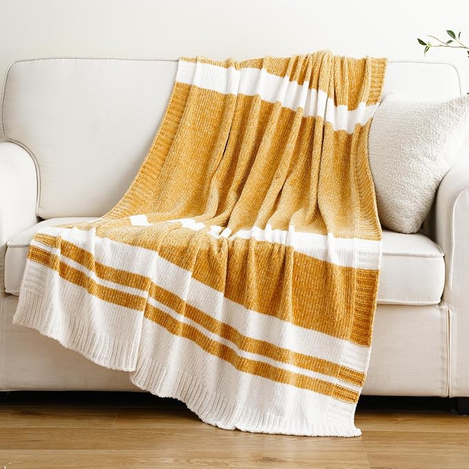 BATTILO HOME Mustard Yellow Throw Blanket - Image 7