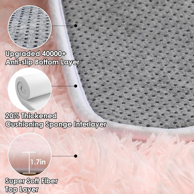 ONASAR Pink Rugs for Bedroom Girls, Fluffy 4x6 Soft Plush Fuzzy Shaggy Kids - Image 3