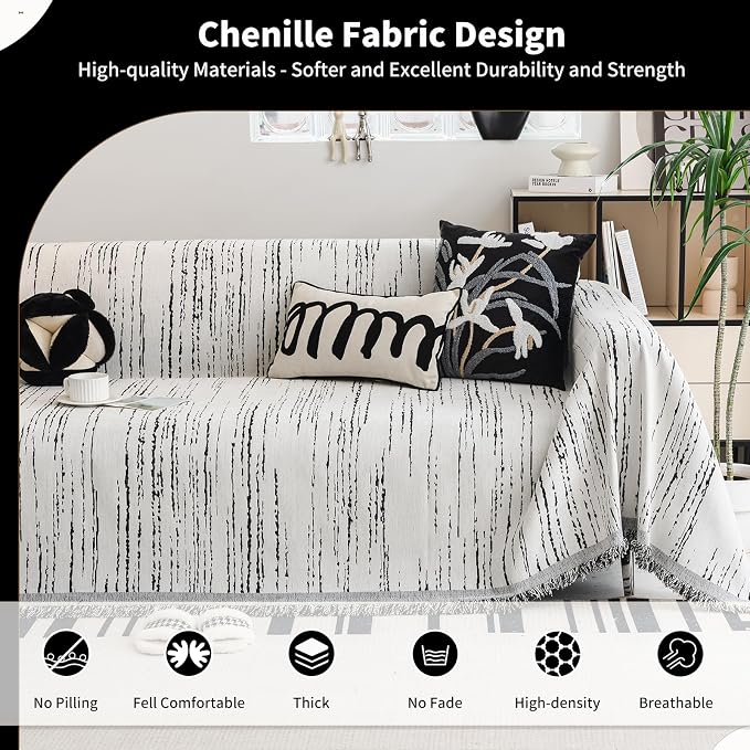 Chenille Couch Cover Pet Friendly, Sofa Cover Washable, Reversible Sofa - Image 3
