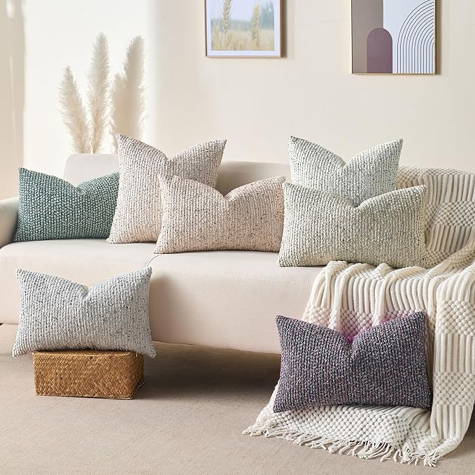 Decorative Couch Throw Pillow Covers 16x16 Blue Striped Soft Wool Pillow Covers - Image 6