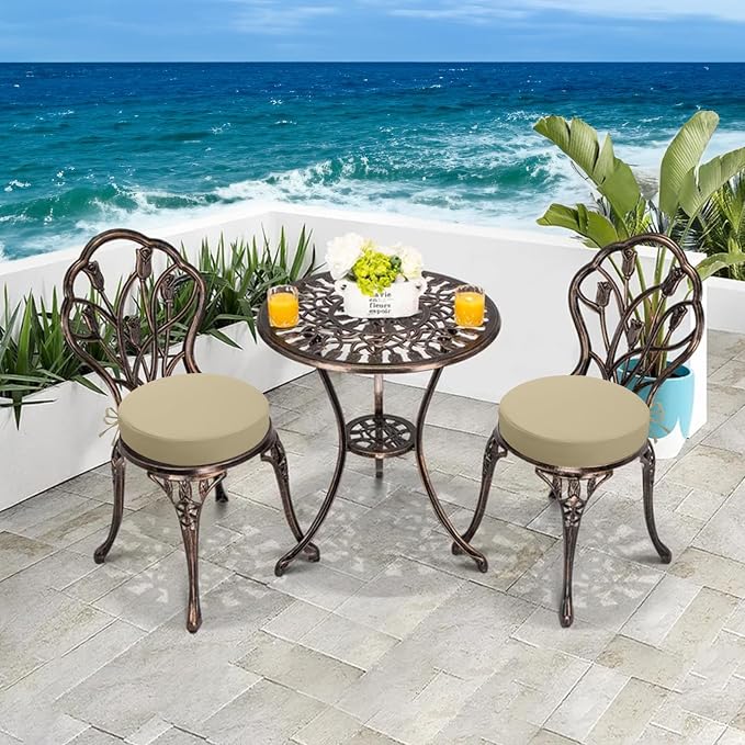 idee-home Outdoor Bistro Chair Cushions, 15”x15”x 3” Thick Outdoor Round Seat - Image 6