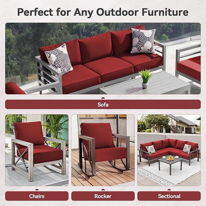 Luxury 6" Outdoor Cushions for Patio Furniture, Fade Resistant Couch Chair - Image 8