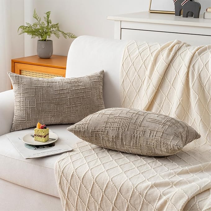 Decorative Throw Pillow Covers 12x20 Inch Set of 2, Soft Solid Farmhouse - Image 6