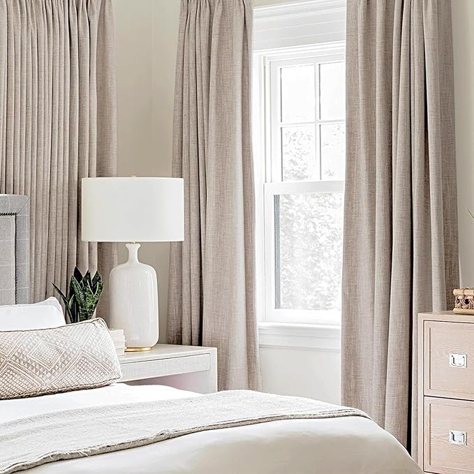 MIULEE Linen Blackout Curtains and Drapes 100% Room Darkening Thermal Insulated - Image 2