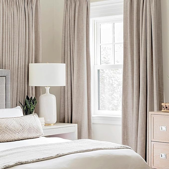 MIULEE Blackout Curtains for Bedroom Linen Texture Solid Thermal Insulated - Image 2