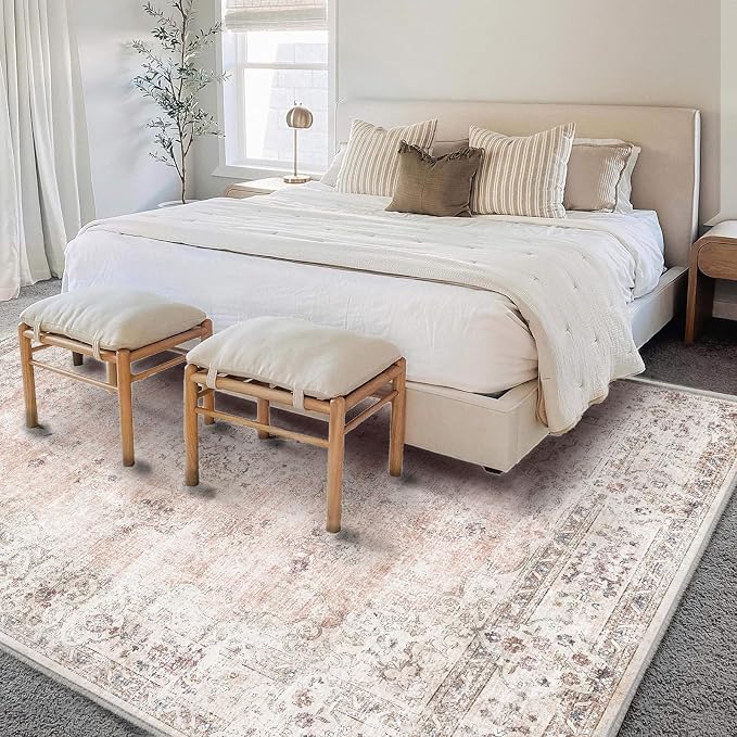 Area Rug 6'x9' Washable Vintage Traditional Floor Cover Thin Retro Kitchen - Image 2