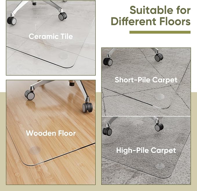 Office Chair Mat for Carpet & Hardwood, Upgraded 36" x 48" Dual Use Tempered - Image 6