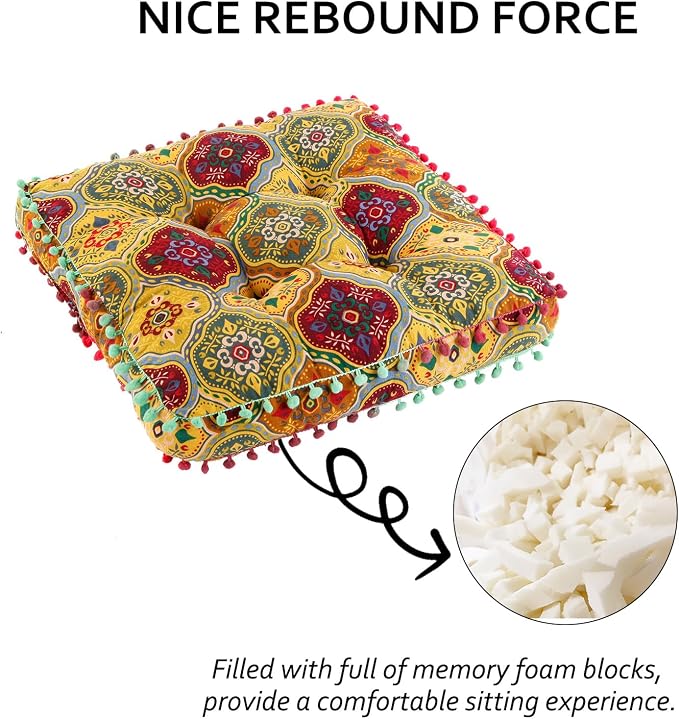 Bohemian Seat Cushion，Indoor & Outdoor 16.5" x 16.5" Seating Cushion - Image 4