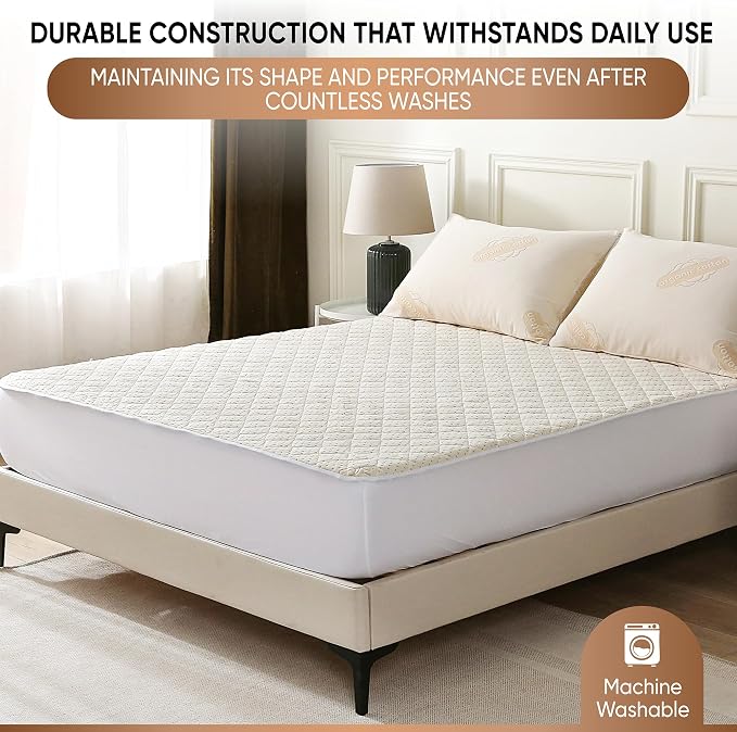 Luxury Quilted Organic Cotton Mattress Protector Twin - Image 4