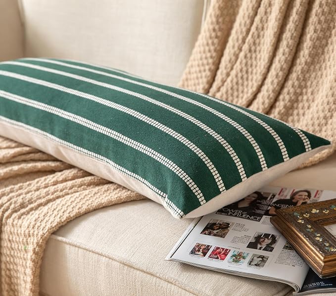 Boho Lumbar Throw Pillow Cover 14X36 Long Soft Farmhouse Decorative Couch - Image 2