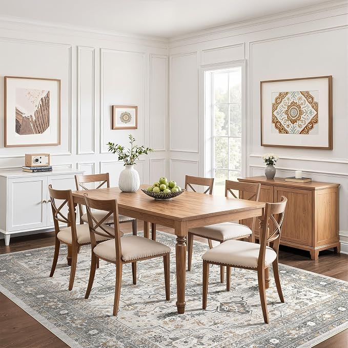 10x14 Area Rugs Living Room: Washable Boho Large Neutral Vintage Soft Rug Stain - Image 6