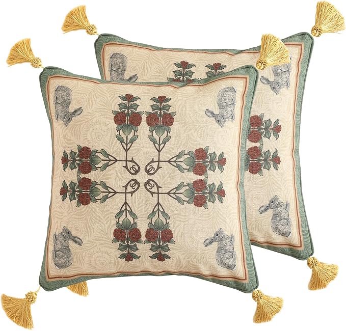 patdrea Designer Throw Pillow Covers Set of 2, French Elegant Green Linen by Welcometopatdrea