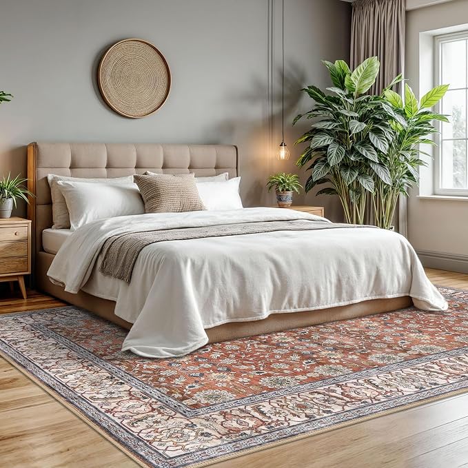 KUTA Vintage 8x10 Area Rugs for Living Room, Terracotta Washable Large Rug for - Image 2