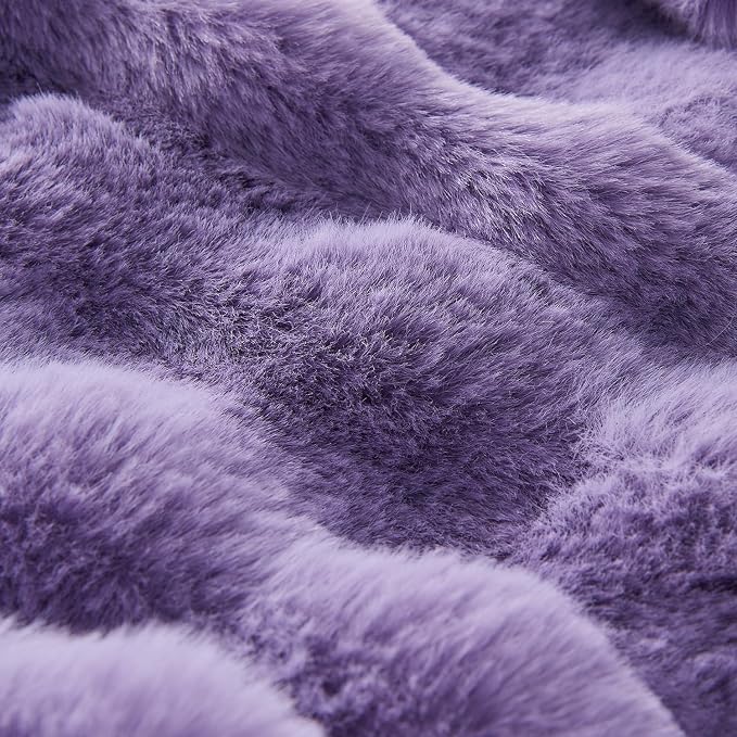 Lotus Karen Faux Fur Throw Blanket Purple - Image 5