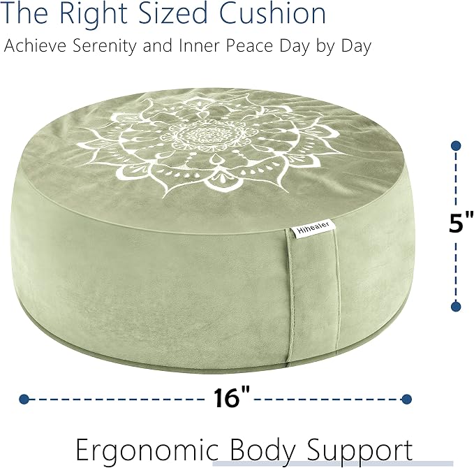 Hihealer Meditation Cushion, Traditional Tibetan Meditation Pillow Velvet Cover - Image 2