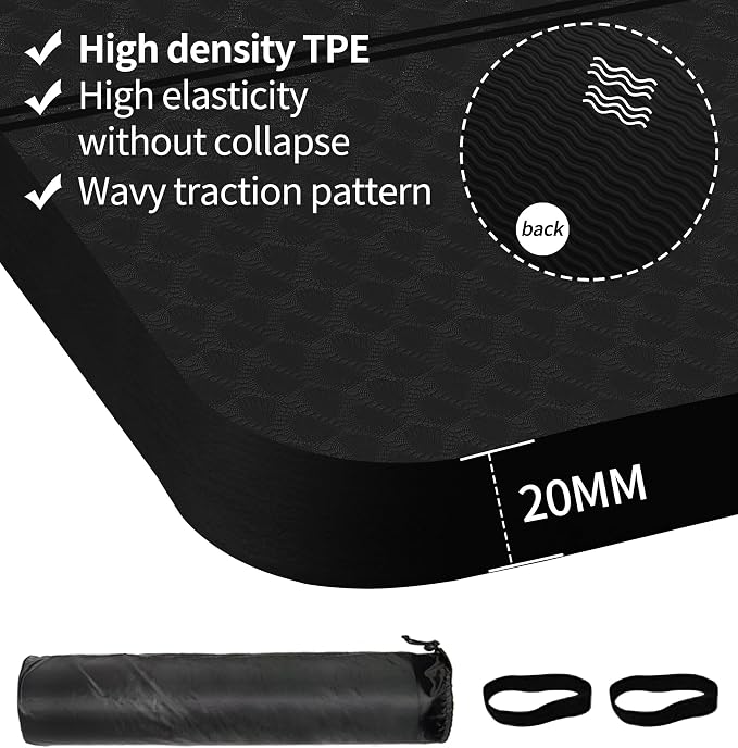 nuveti Large Exercise Mat - 15mm/20mm/30mm Thick Yoga Mat | Workout Mat - Image 2