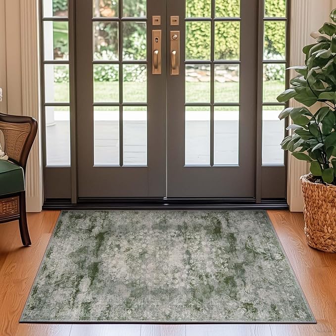 jinchan Green Floral 3x5 Area Rugs by JINCHAN