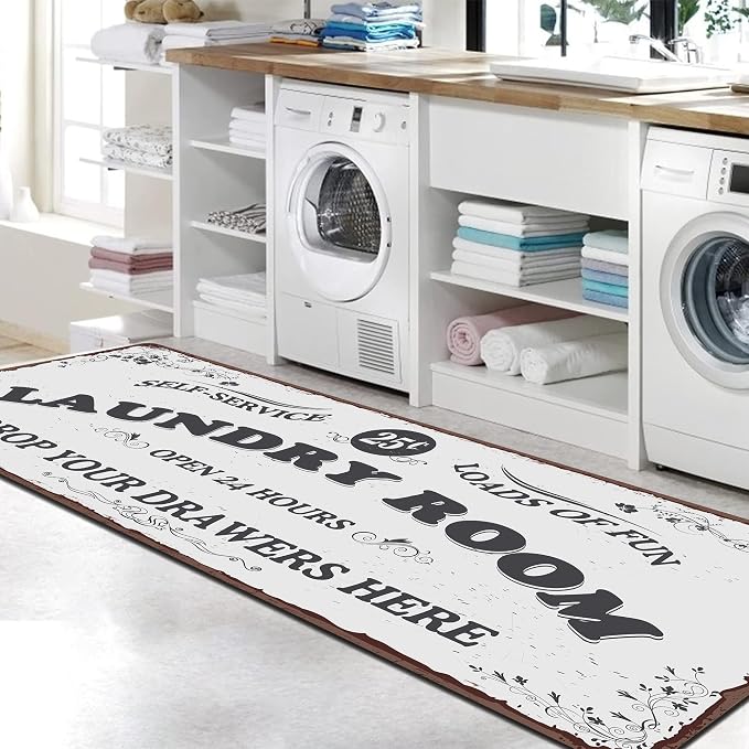 Zoke Laundry Room Rug Runner Stylish Non-Slip Laundry Room Mat 20"x47" by Zoke