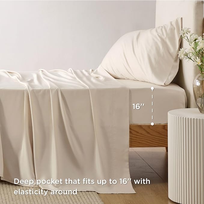 Bedsure Cooling Sheets Twin XL, Rayon Derived from Bamboo, Breathable & Soft - Image 3