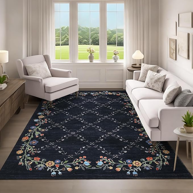 Garveehome 5x7 Washable Floral Area Rugs by GarveeHome