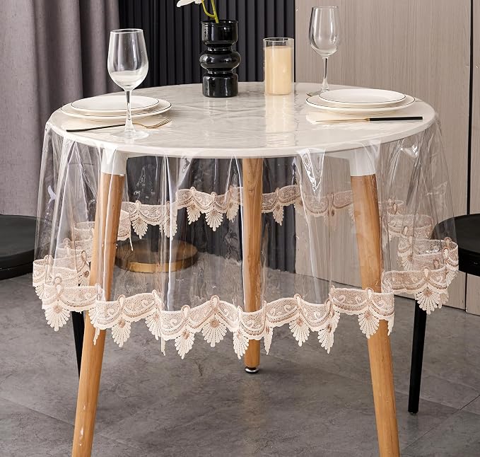 Clear Vinyl Tablecloth Protector Waterproof/Oil-Proof PVC Table Cloth by Pioggia