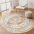 Lahome Boho Round Rugs - 4Ft Washable Non-Slip Small Round Area Rug Throw by Lahome