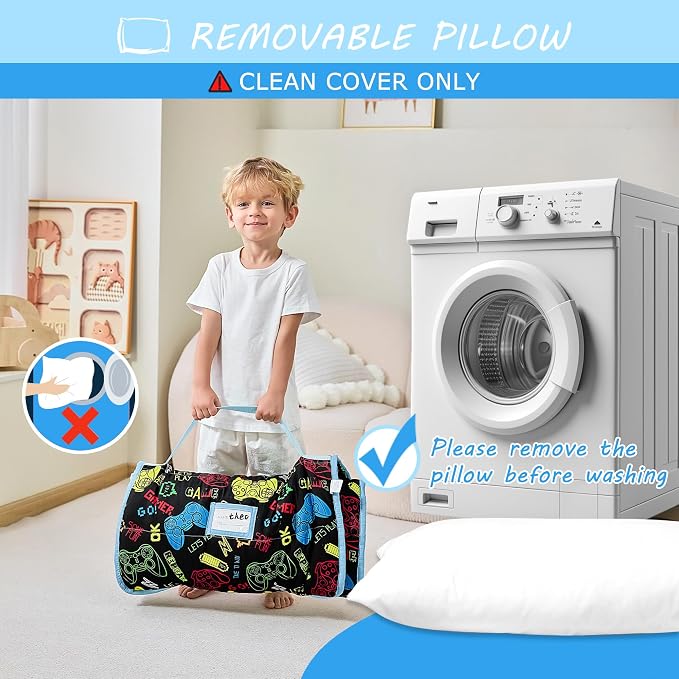 Toddler Nap Mat with Pillow and Blanket, Extra Large Rolled Napping Mats - Image 7