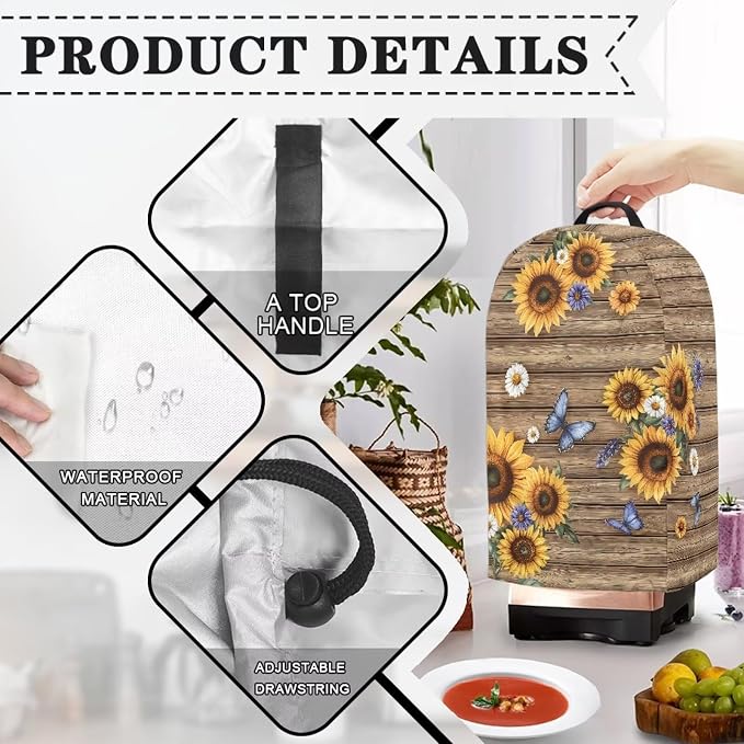 Sunflower Butterfly Coffee Machine Dust Cover Universal Design Compatible - Image 4