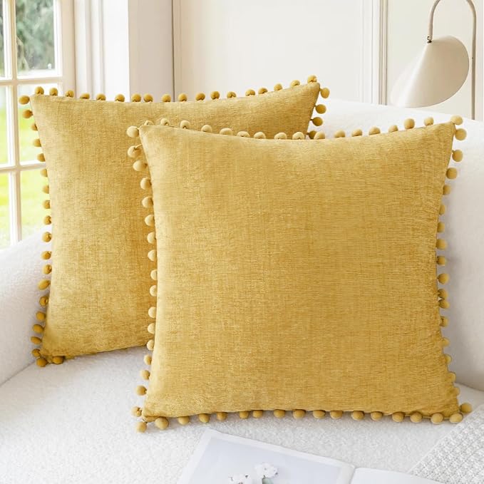 CaliTime Throw Pillow Covers Decorative 18 X 18 Inches Pack of 2 Cozy Solid by CaliTime