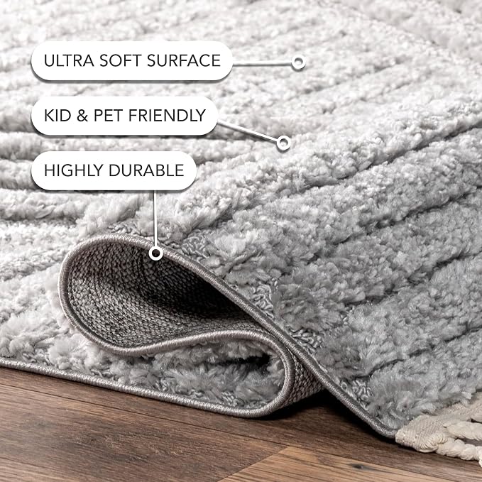 nuLOOM Risette Light Grey, Soft and Textured, High Traffic, Stain Resistant - Image 3