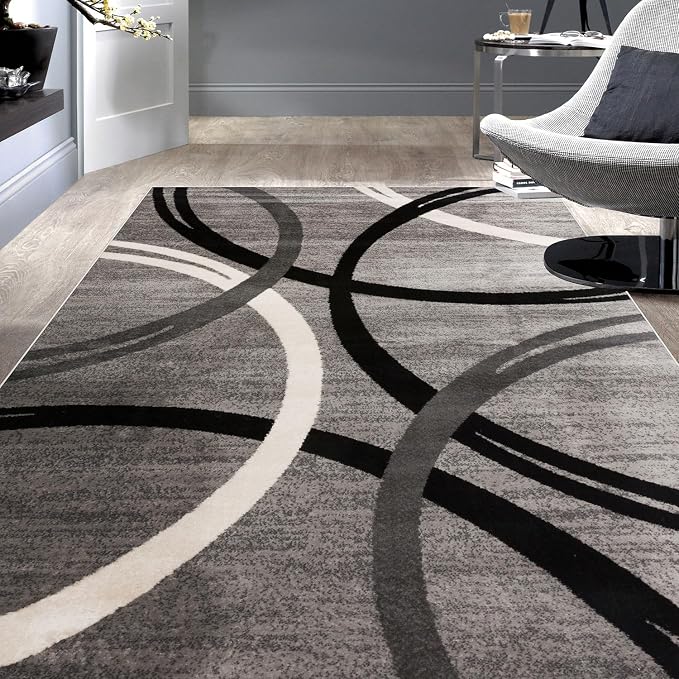 Rugshop Wavy Circles Design Area Rug, Fade-Resistant Carpet by Rugshop