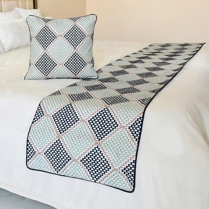 The HomeCentric King/Queen/Twin Blue Decorative Bed Runner King 90"x18" Bed by TheHomeCentric