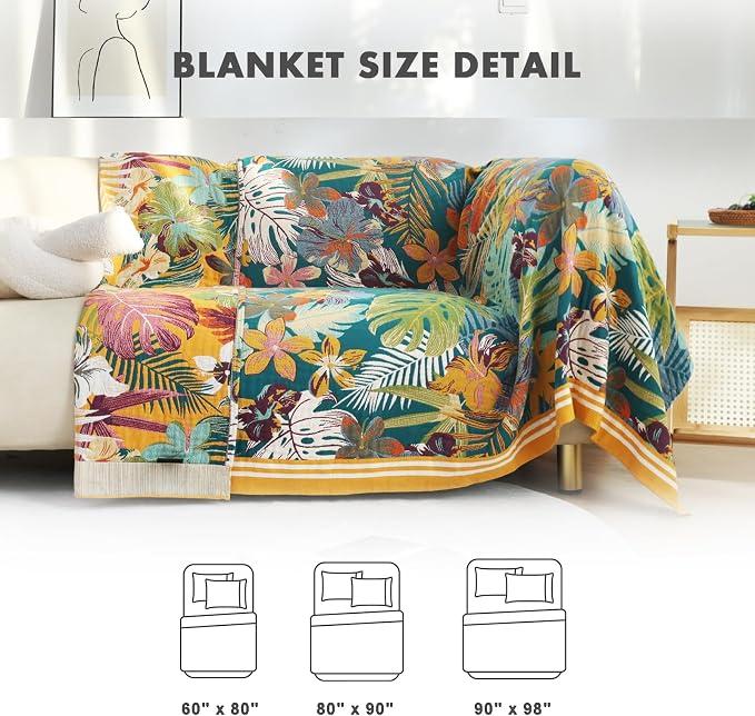 MSGKV Boho Throw Blanket for Couch and Sofa Cotton Blankets for Living Room - Image 3
