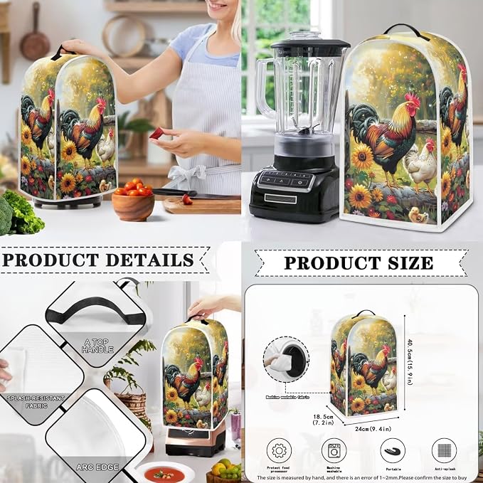 Rooster Blender Cover Toaster Cover 4 Slice Washable Dust Protection Sunflower - Image 3