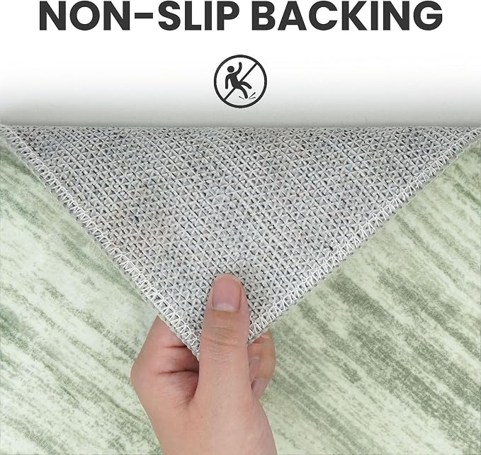 2x7 Modern Abstract Runner Rug for Hallways, Light Sage Green and Ivory Super - Image 6