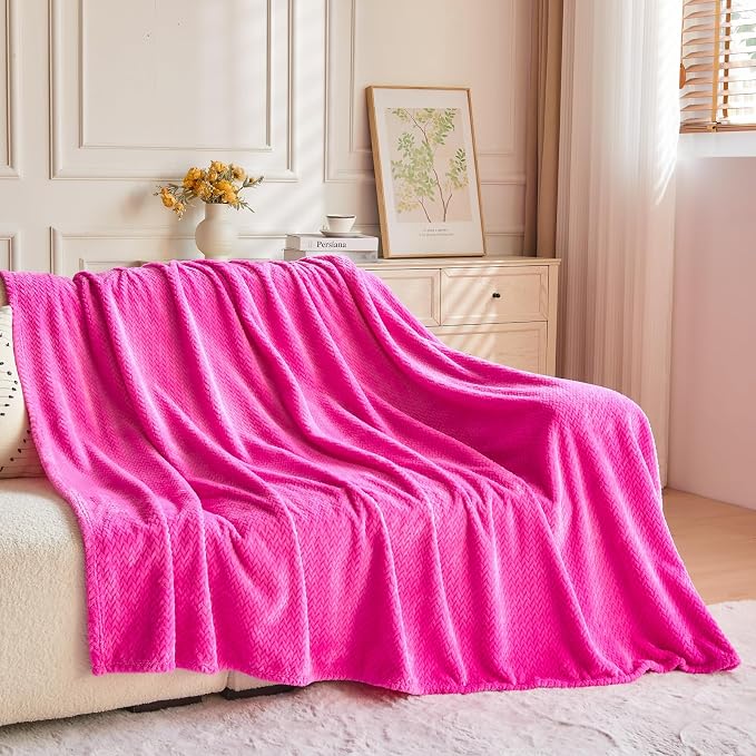 NEWCOSPLAY Super Soft Queen Blanket Hot Pink Premium Silky Flannel Fleece - Image 9