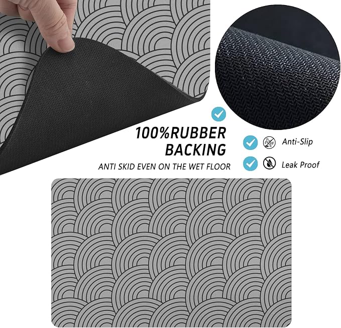 Dog Food Mat for Floors, Absorbent and Quick-Drying Pet Cat Food Mat, - Image 7