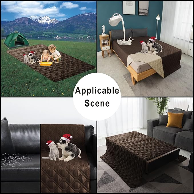 100% Waterproof Dog Bed Cover 120x82 inch Reversible Reusable Camping Mat - Image 6