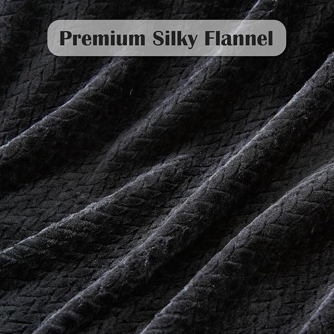 NEWCOSPLAY Super Soft Throw Blanket Black Premium Silky Flannel Fleece Leaves - Image 5