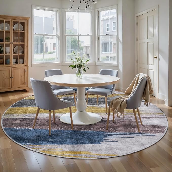 Ciicool 6ft Round Washable Rug, Modern Abstract Circle Rugs, Non-Slip Thin - Image 2