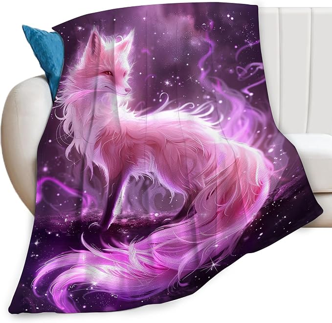 Pink Fox Throw Blanket Fox Blankets Gifts by feorafei