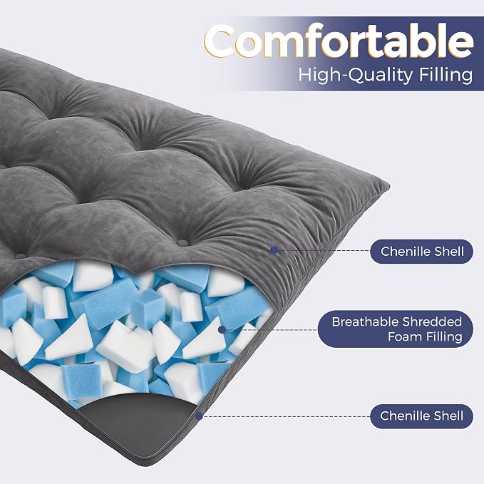 MAXYOYO Japanese Floor Mattress Queen Size, Thick Chenille Tatami Mat Sleeping - Image 6