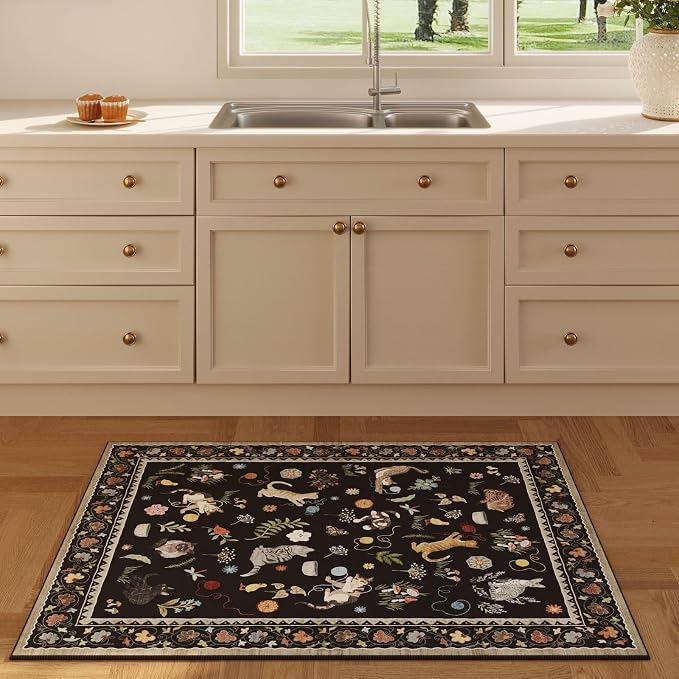 Rugcomf Door Mat Indoor Entrance 2x3 Rug Machine Washable Boho Floral Animal - Image 4