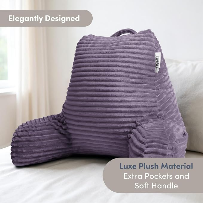 Nestl Reading Pillow with Shredded Memory Foam, Luxe Cut Plush Back Pillow - Image 3