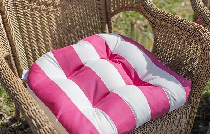 RSH DECOR: Tufted U-Shape Wicker Seat Cushions Set of 2 | 19” x 19” | - Image 2