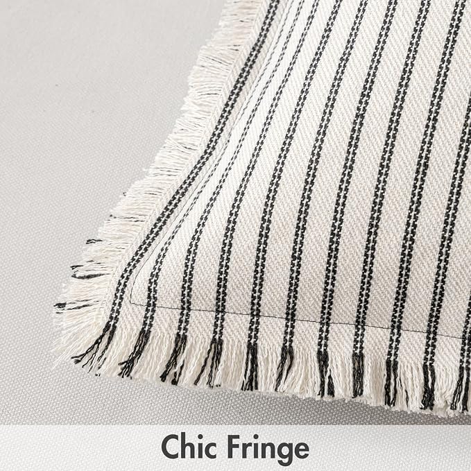 MIULEE Pack of 2 Black Pillow Covers 20x20 Inch Striped Farmhouse Couch Throw - Image 2